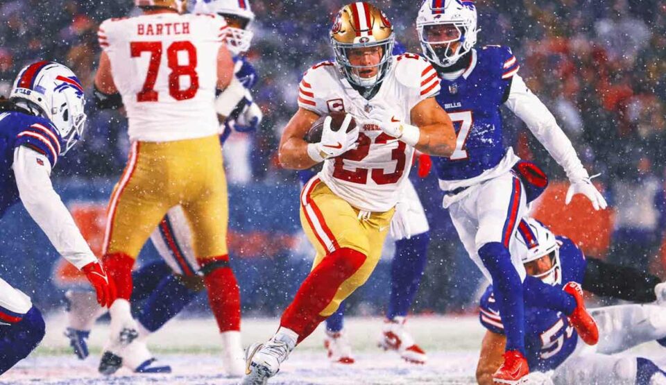 49ers' Christian McCaffrey ruled out in game vs. Bills with knee injury